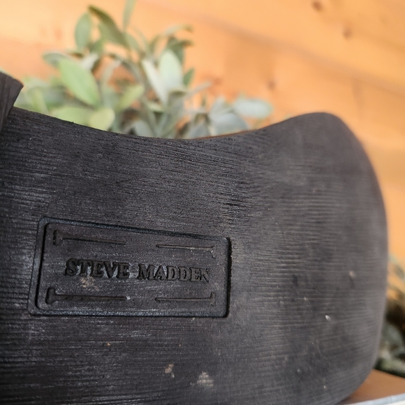 Steve Madden ๐ Trojann Black Leather Combat Boots Cap Toe Vertical Lace Men 11D - Picture 12 of 12